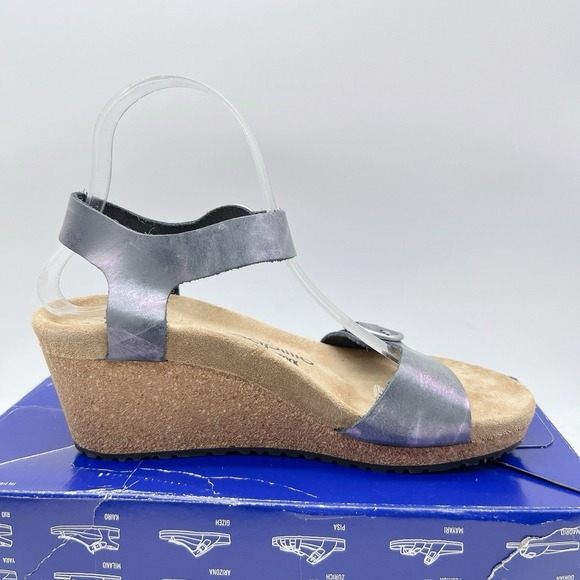 Birkenstock Papillio Soley Ring Buckle Sandal Metallic Black Wedge EU 38 - Picture 8 of 12